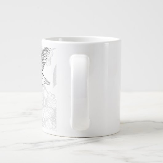 Hibiscus en kolibrie grote koffiekop (Achterkant)