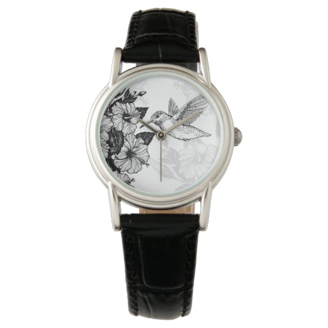 Hibiscus en kolibrie horloge (Voorkant)