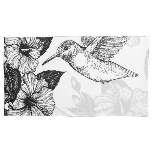 Hibiscus en kolibrie kussensloop (Voorkant-Links)