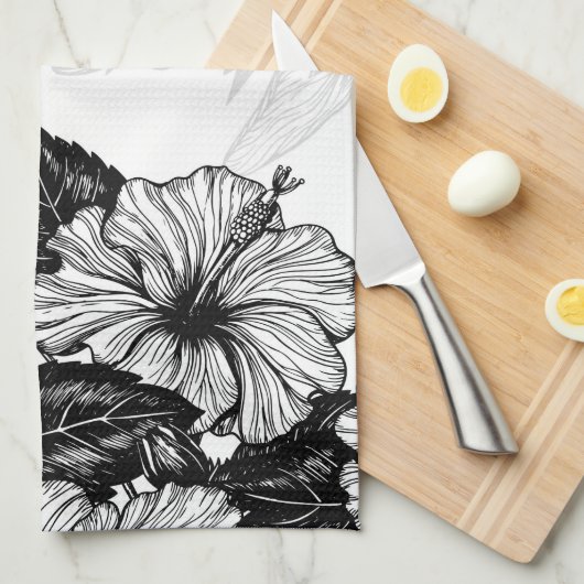 Hibiscus en kolibrie theedoek (Quarter Fold)
