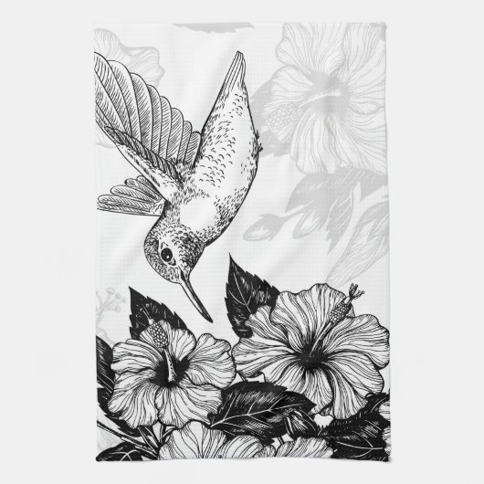 Hibiscus en kolibrie theedoek (Verticaal)