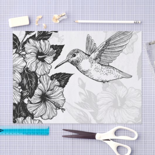 Hibiscus en kolibrie tissuepapier (Craft)