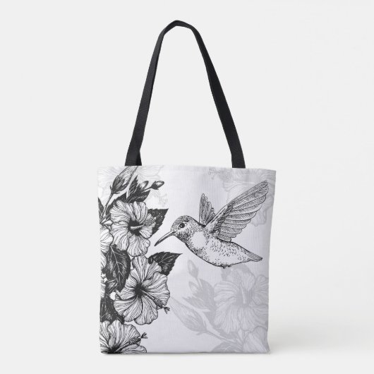 Hibiscus en kolibrie tote bag (Achterkant)