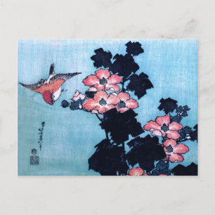 Hibiscus en mus, Hokusai Briefkaart