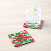 Hibiscus en palmbladeren bier onderzetter (Rechterzijde)