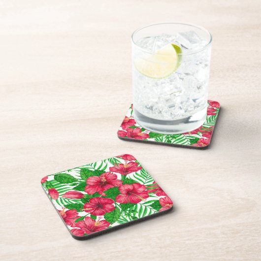 Hibiscus en palmbladeren bier onderzetter (Rechterzijde)