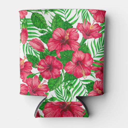 Hibiscus en palmbladeren blikjeskoeler (Voorkant)