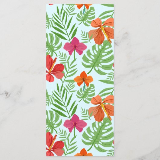 Hibiscus en palmbladeren Bruiloft Menu (Achterkant)