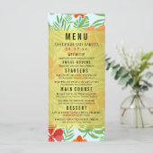 Hibiscus en palmbladeren Bruiloft Menu (Staand voorkant)