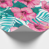 Hibiscus en palmbladeren cadeaupapier (Hoek)
