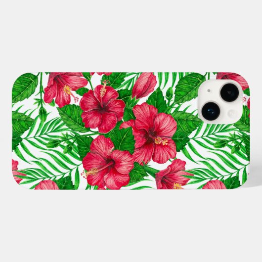 Hibiscus en palmbladeren Case-Mate iPhone case (Achterkant (horizontaal))