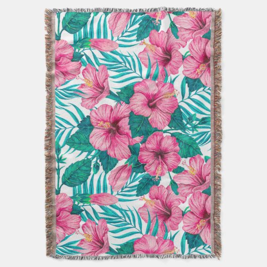 Hibiscus en palmbladeren deken (Voorkant Verticaal)