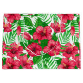 Hibiscus en palmbladeren groot cadeauzakje (Voorkant)