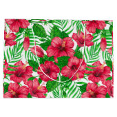 Hibiscus en palmbladeren groot cadeauzakje (Achterkant)