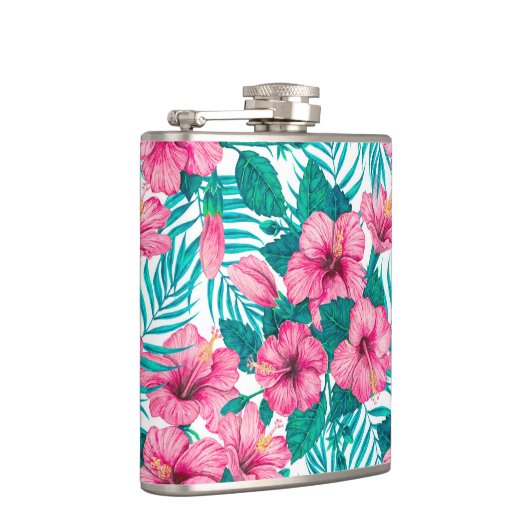 Hibiscus en palmbladeren heupfles (Rechts)