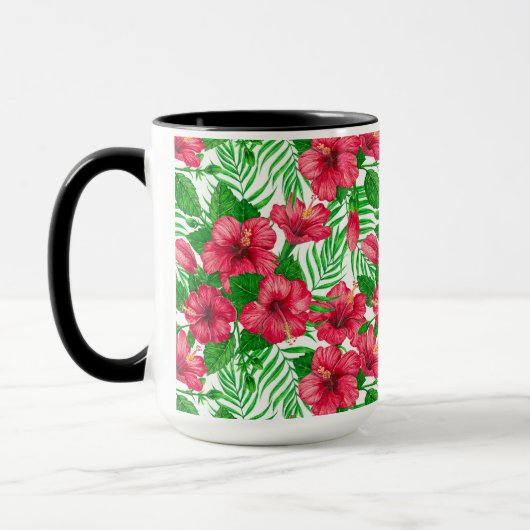 Hibiscus en palmbladeren mok (Links)