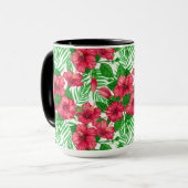 Hibiscus en palmbladeren mok (Voorkant links)