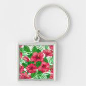 Hibiscus en palmbladeren sleutelhanger (Voorkant)