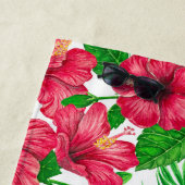 Hibiscus en palmbladeren strandlaken (In situ)