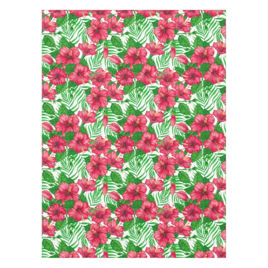 Hibiscus en palmbladeren tafelkleed (Voorkant)