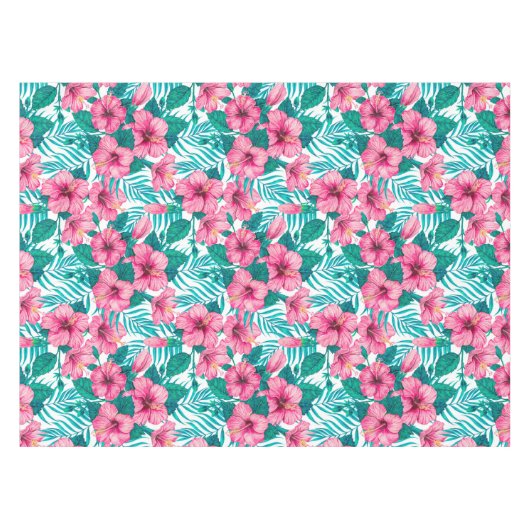 Hibiscus en palmbladeren tafelkleed (Voorkant (Horizontaal))