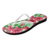 Hibiscus en palmbladeren teenslippers (Schuin)