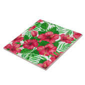 Hibiscus en palmbladeren tegeltje (Zijkant)