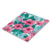 Hibiscus en palmbladeren tegeltje (Zijkant)
