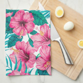 Hibiscus en palmbladeren theedoek (Quarter Fold)