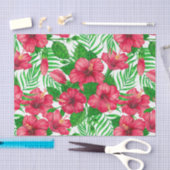 Hibiscus en palmbladeren tissuepapier (Craft)