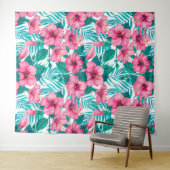 Hibiscus en palmbladeren wandkleed (In Situ (horizontaal))