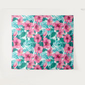 Hibiscus en palmbladeren wandkleed (Voorkant (horizontaal))