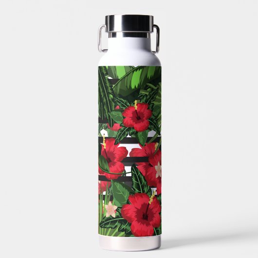 Hibiscus en Palms Waterfles (Voorkant)