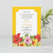 Hibiscus en Plumeria Luau Birthday Party Kaart (Staand voorkant)