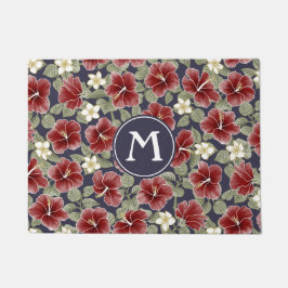 Hibiscus en Plumeria - Maroon Deurmat