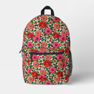 Hibiscus en Roos Botanisch Patroon Bedrukte Rugzak