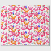 Hibiscus en Rozen Silhouet Inpakpapier (Vlak)