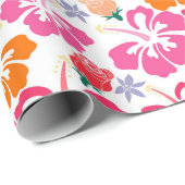 Hibiscus en Rozen Silhouet Inpakpapier (Rol Hoek)