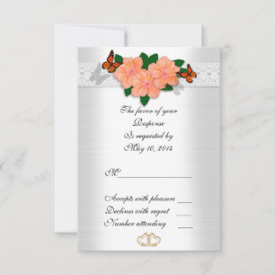 Hibiscus en RSVP-kaart voor een ras bruiloft RSVP Kaartje