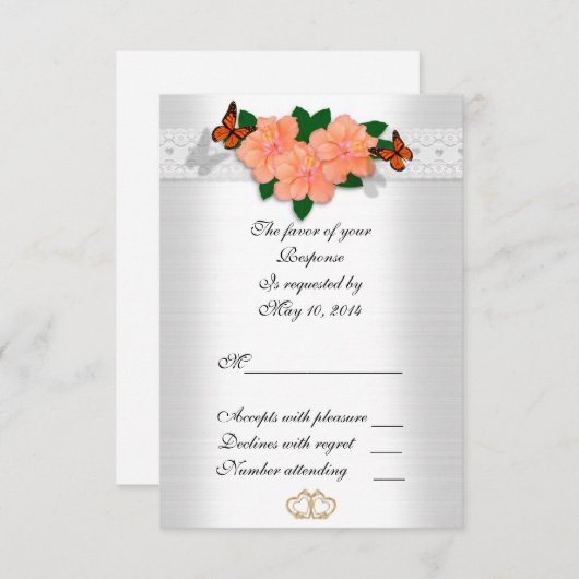 Hibiscus en RSVP-kaart voor een ras bruiloft RSVP Kaartje (Voorkant / Achterkant)