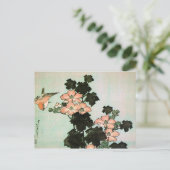 Hibiscus en Sparrow Briefkaart (Staand voorkant)