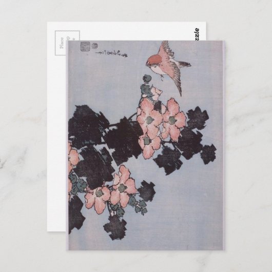 Hibiscus en Sparrow door Katsushika Hokusai Briefkaart (Voorkant / Achterkant)