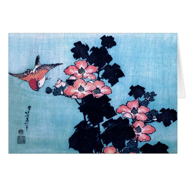 Hibiscus en Sparrow, Hokusai (Voorkant Horizontaal)
