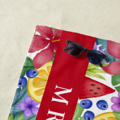 Hibiscus en Tropische bladeren Persoonlijke naam Strandlaken (In situ)