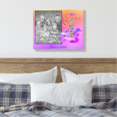 Hibiscus en vlinder Creëer uw eigen foto Canvas Afdruk (Insitu (Slaapkamer))