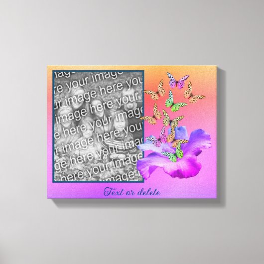 Hibiscus en vlinder Creëer uw eigen foto Canvas Afdruk (Voorkant)
