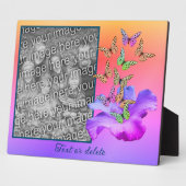 Hibiscus en vlinder Voeg uw foto gepersonaliseerd  Fotoplaat (Zijkant)