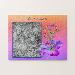 Hibiscus en vlinder Voeg uw foto gepersonaliseerd  Legpuzzel
