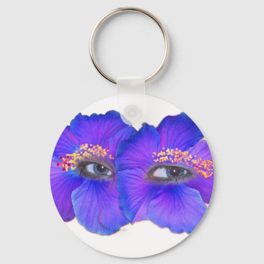 Hibiscus Eyes - Blue Sleutelhanger (Voorkant)
