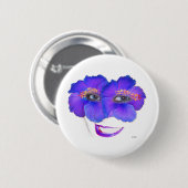 Hibiscus Face met glimlach - Blauw Ronde Button 5,7 Cm (Voorkant /achterkant)